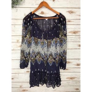 BOHO SHEER PURPLE COVER UP DRESS SIZE SMALL